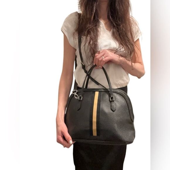 Gucci web dome black leather timeless bag - Picture 1 of 16